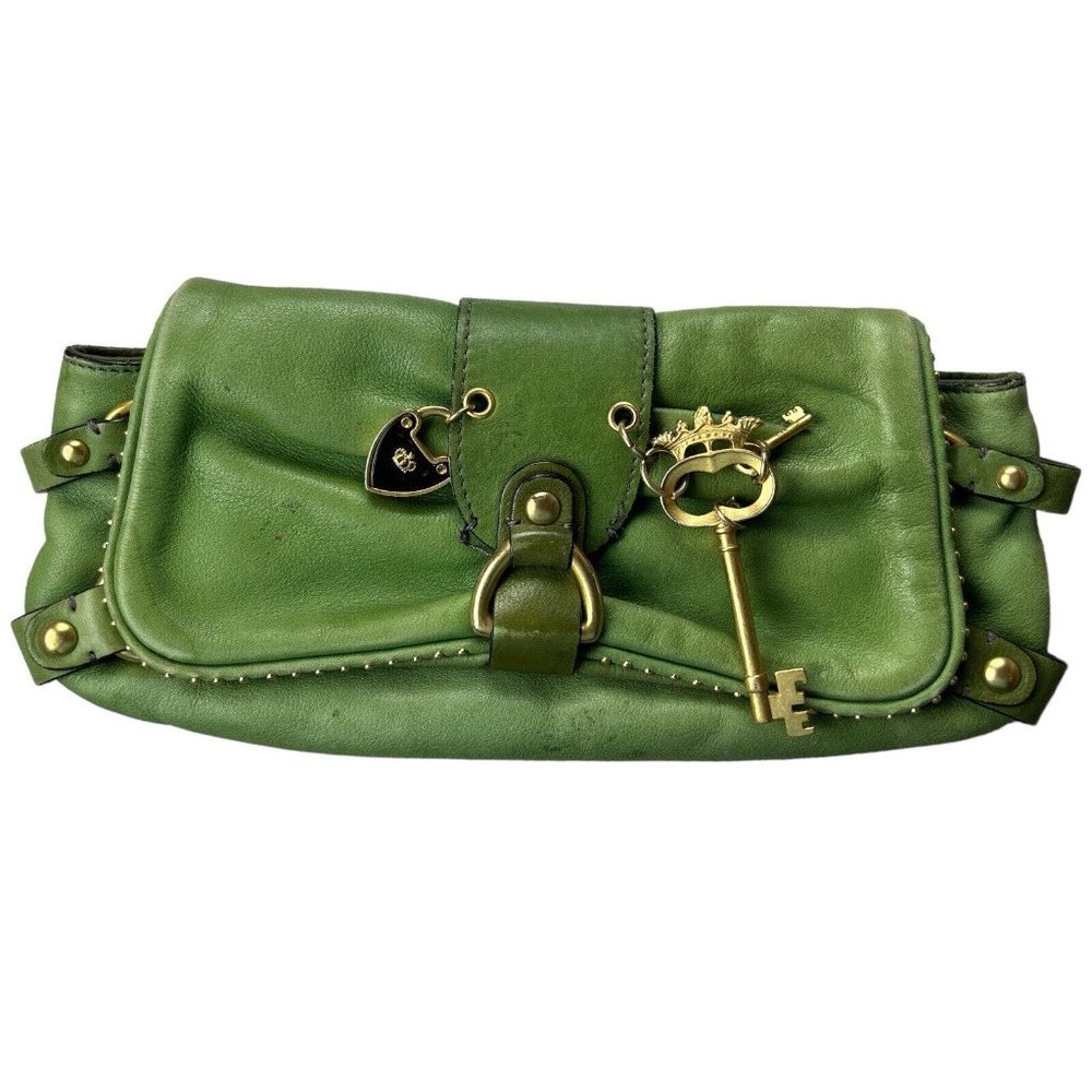 Vintage Juicy Couture Clutch Bag Green Leather